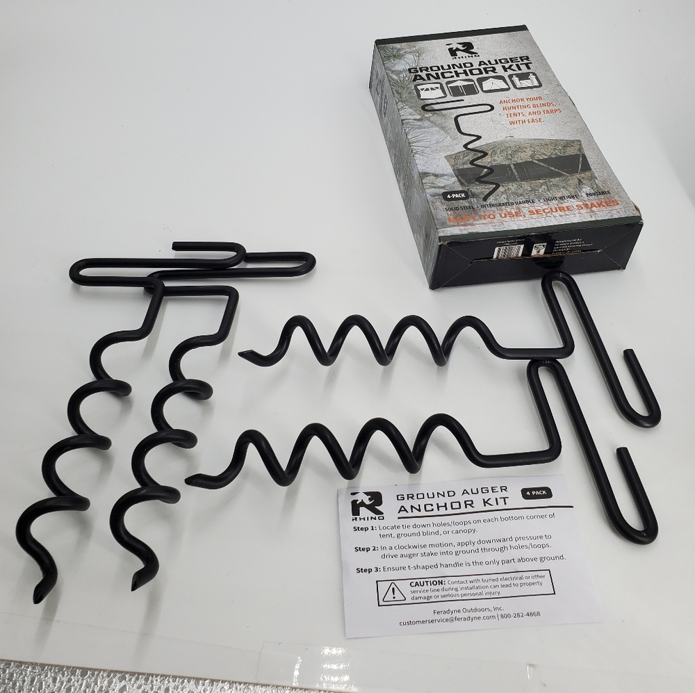 8 inch Rhino Ground Auger Anchor Kit,  Set of 4 (C28)**